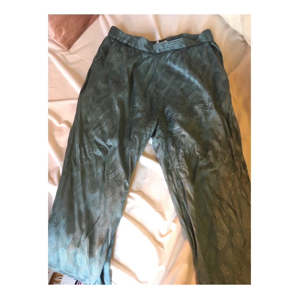 Urban Outfitters teal satin lounge pants